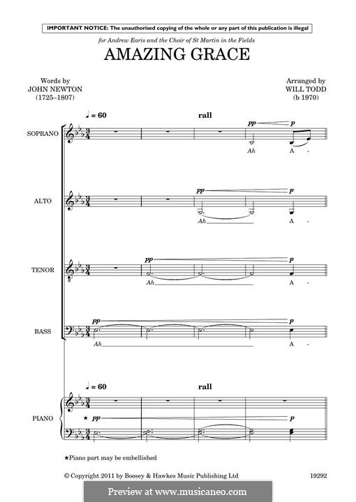 Amazing Grace (Printable Scores) von folklore Noten auf MusicaNeo