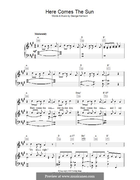 Here Comes the Sun (The Beatles) von G. Harrison Noten auf MusicaNeo