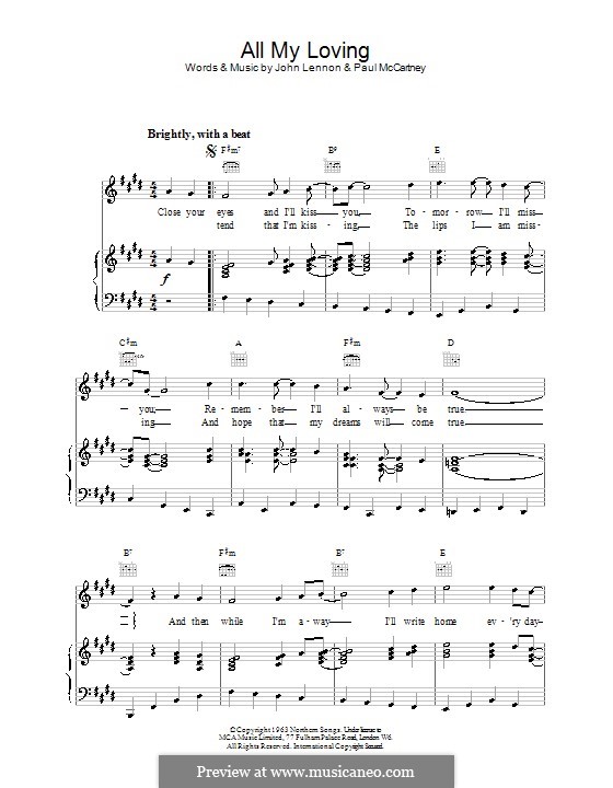 All My Loving (The Beatles) von J. Lennon, P. McCartney auf MusicaNeo