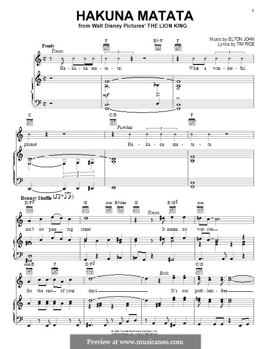 Hakuna Matata (from The Lion King) von E. John Noten auf MusicaNeo