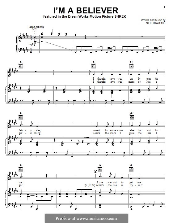 I'm a Believer von N. Diamond Noten auf MusicaNeo