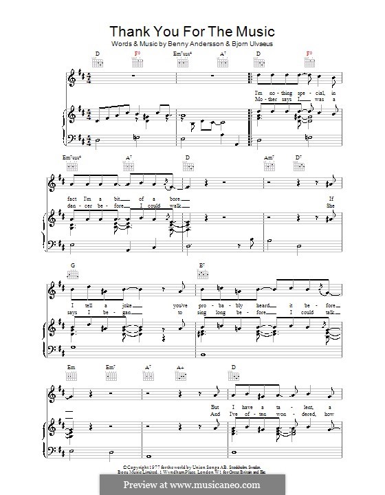 Abba 99 Mitglieder . Thank You for the Music (ABBA) von B. Andersson, B ...