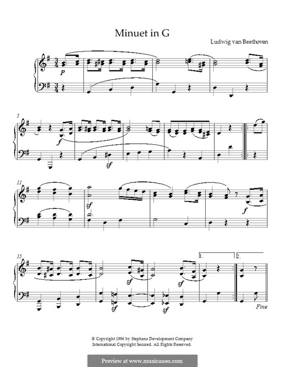Menuett in GDur von L.v. Beethoven Noten auf MusicaNeo