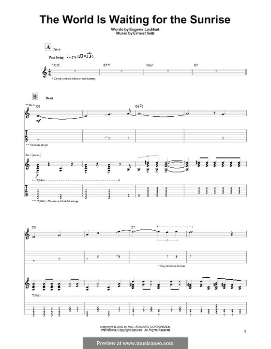 The World is Waiting for the Sunrise von E. Seitz Noten auf MusicaNeo