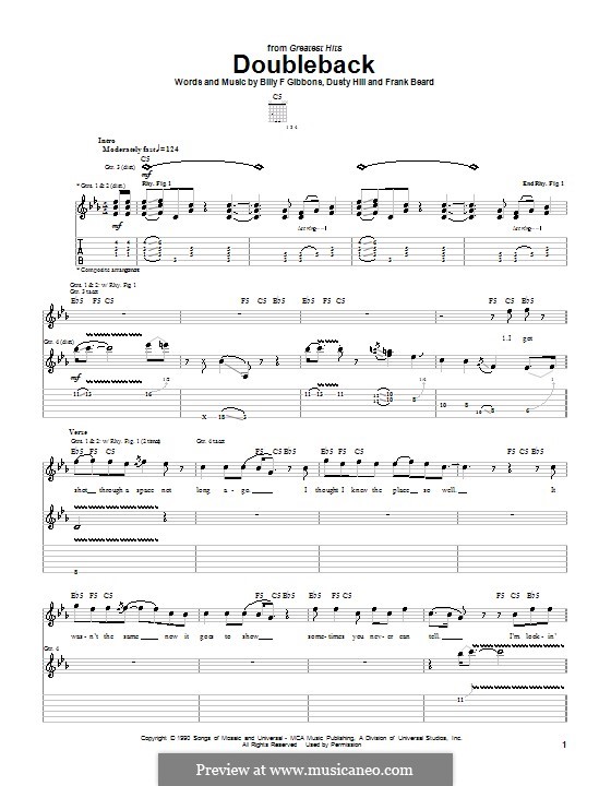 Doubleback (ZZ Top) von B.F. Gibbons, D. Hill, F.L. Beard auf MusicaNeo