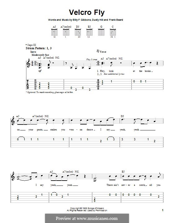 Velcro Fly (ZZ Top) von B.F. Gibbons, D. Hill, F.L. Beard auf MusicaNeo