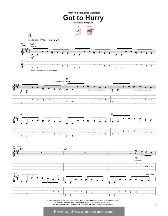 Got to Hurry (Eric Clapton) von O. Rasputin Noten auf MusicaNeo