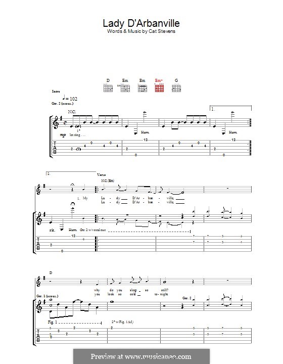 Lady d'Arbanville von C. Stevens Noten auf MusicaNeo