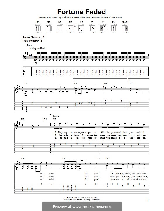 Fortune Faded (Red Hot Chili Peppers) von Flea, A. Kiedis, C. Smith, J