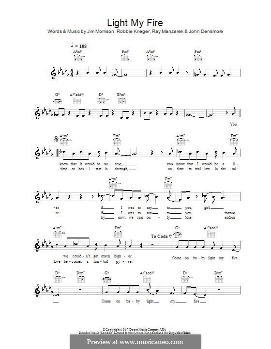 Light My Fire von The Doors Noten auf MusicaNeo