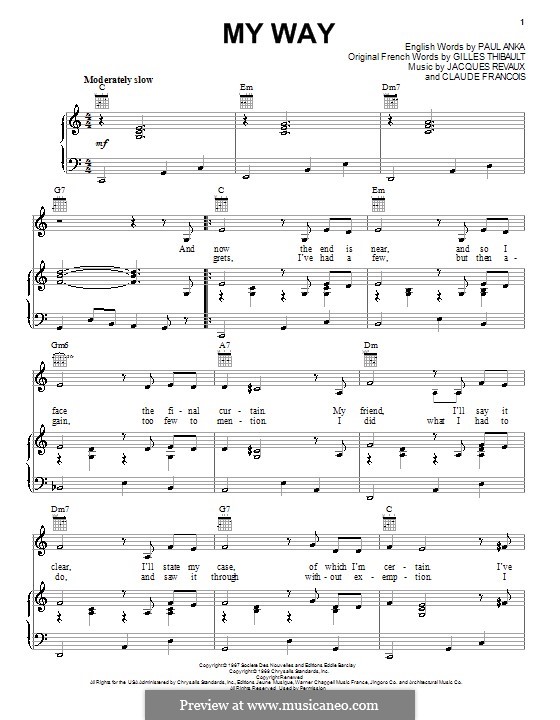 My Way von C. Francois, J. Revaux Noten auf MusicaNeo