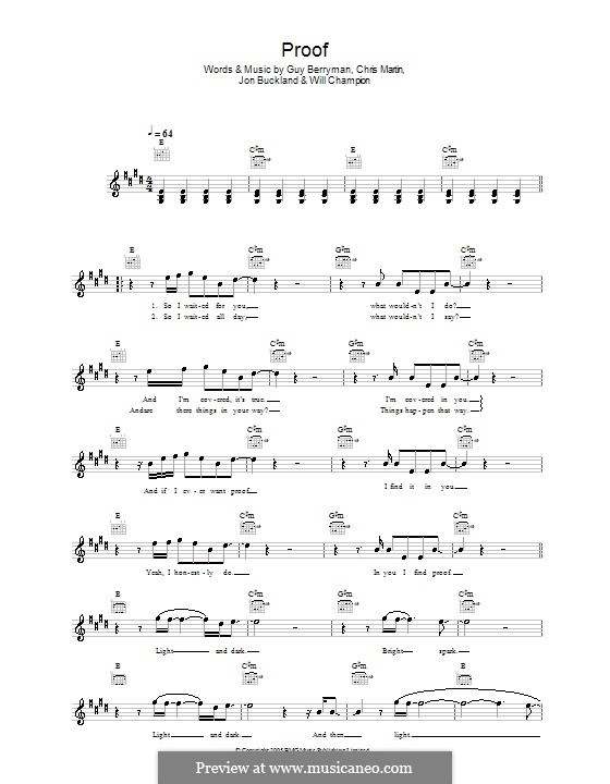 Proof (Coldplay) por C. Martin, G. Berryman, J. Buckland, W. Champion