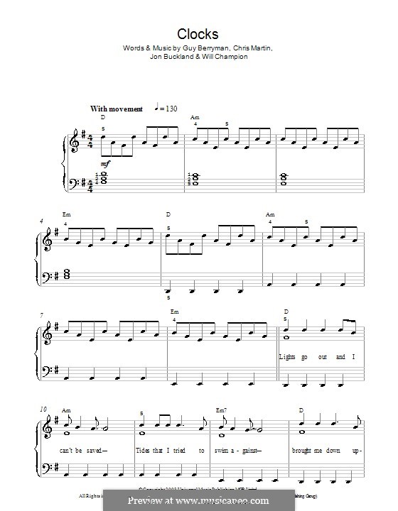 Piano version (Clocks (Coldplay)) por C. Martin, G. Berryman, J