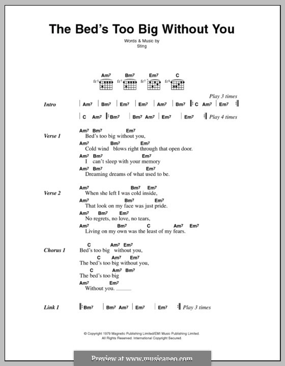 The Bed's Too Big without You (The Police) por Sting em músicaNeo