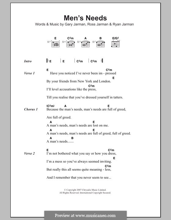 Men's Needs (The Cribs) por G. Jarman, R. Jarman, R. Jarman em músicaNeo