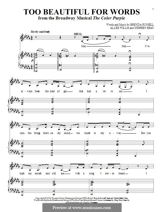 Too Beautiful for Words (The Color Purple The Musical) por A. Willis