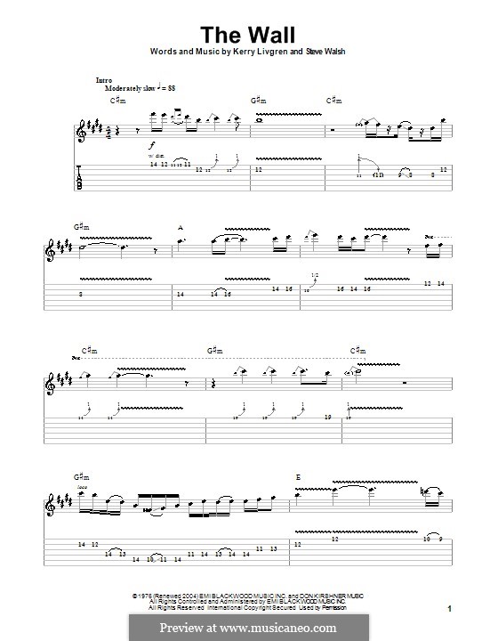 The Wall (Kansas) por K. Livgren, S. Walsh Partituras on músicaNeo