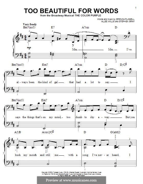 Too Beautiful for Words (The Color Purple The Musical) por A. Willis