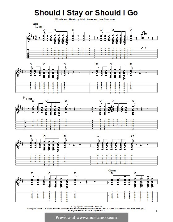 Should I Stay or Should I Go (The Clash) por J. Strummer, M. Jones em músicaNeo