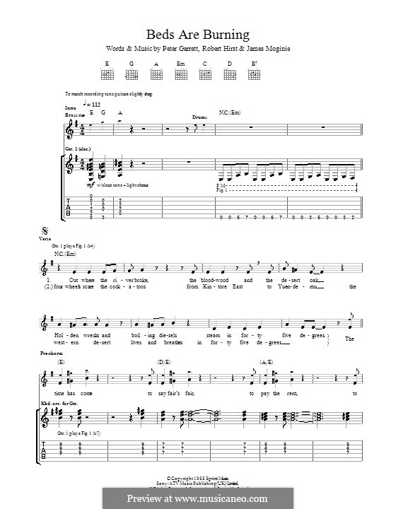 Beds Are Burning (Midnight Oil) por J. Moginie, P. Garrett, R. Hirst em