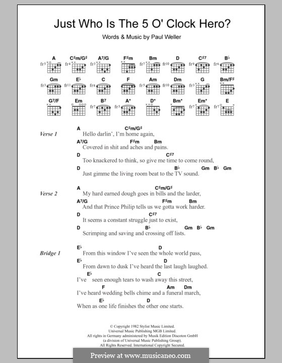 Just Who Is the 5 O'Clock Hero? (The Jam) por P. Weller em músicaNeo