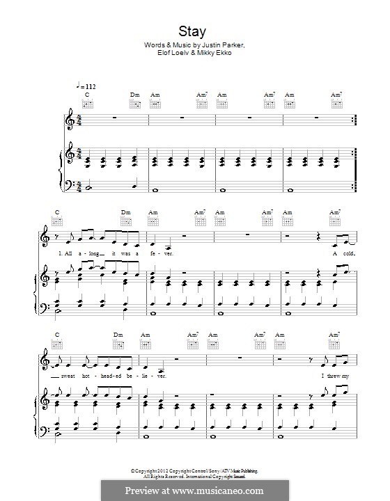 Stay (Rihanna) por J. Parker, E. Loelv, M. Ekko Partituras on músicaNeo