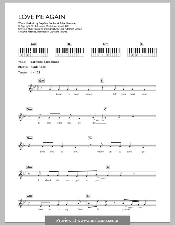Love Me Again por S. Booker, J. Newman Partituras on músicaNeo
