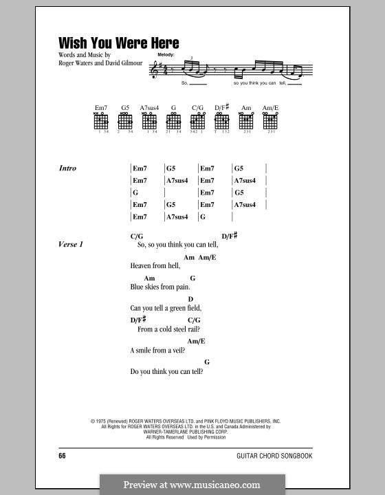 Wish You Were Here (Pink Floyd) por D. Gilmour, R. Waters em mÃºsicaNeo