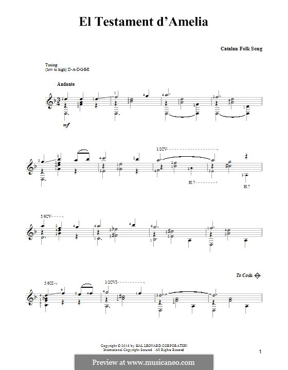 El Testament d'Amelia por folklore Partituras on músicaNeo