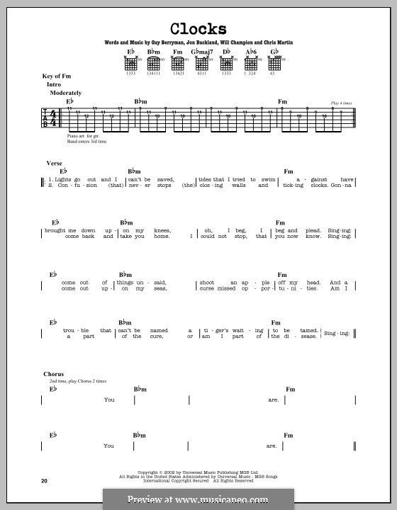 Instrumental version (Clocks (Coldplay)) por C. Martin, G. Berryman, J