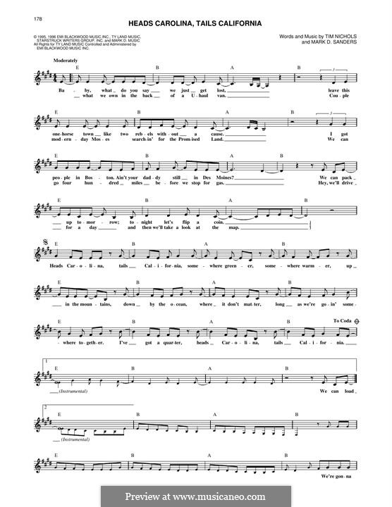 Heads Carolina, Tails California (Jo Dee Messina) por M.D. Sanders, T