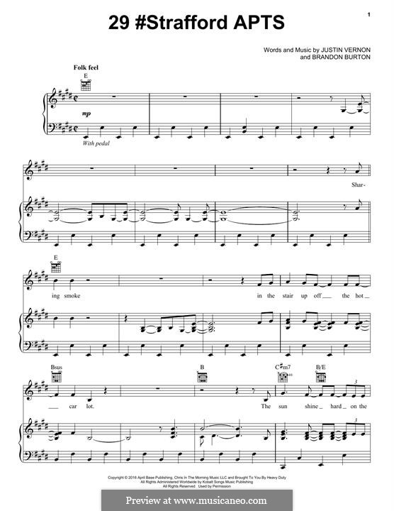 29 Strafford APTS (Bon Iver) por J. Vernon Partituras on músicaNeo