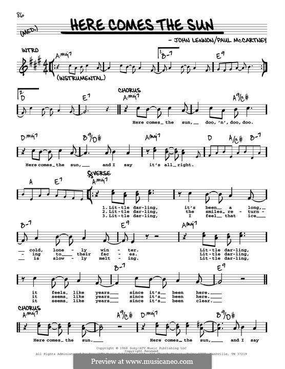 Here Comes the Sun (The Beatles) por G. Harrison Partituras on músicaNeo