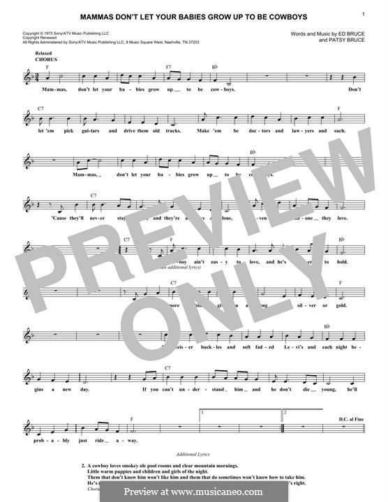 Mammas don't Let Your Babies Grow Up To Be Cowboys (Waylon Jennings