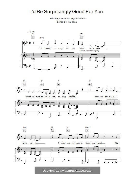 I'd Be Surprisingly Good for You (Evita) por A.L. Webber em músicaNeo