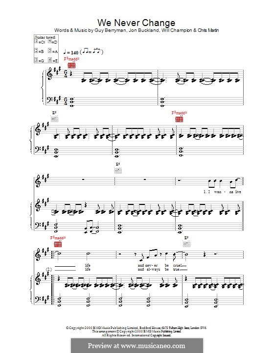 We Never Change (Coldplay) por C. Martin, G. Berryman, J. Buckland, W