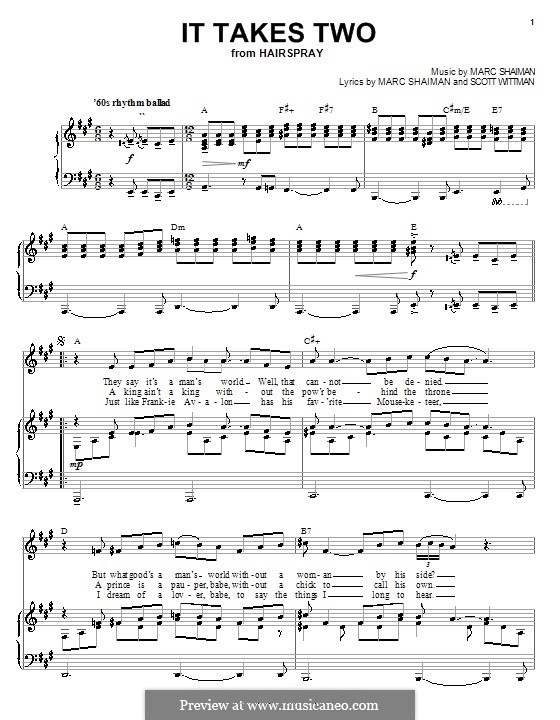 It Takes Two (from Hairspray) por M. Shaiman Partituras on músicaNeo