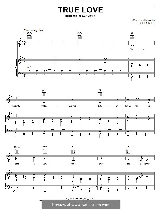 К. Портер True Love (Bing Crosby & Grace Kelly) ноты на MusicaNeo
