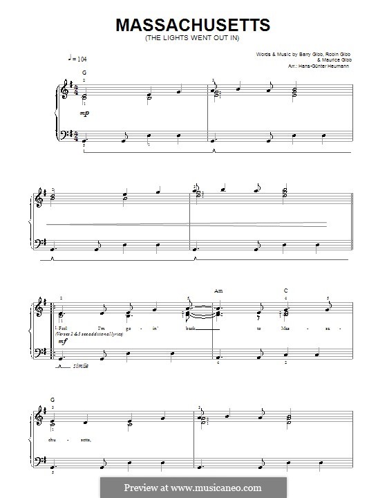 B. Gibb, M. Gibb, R. Gibb Massachusetts (The Lights Went Out) на MusicaNeo