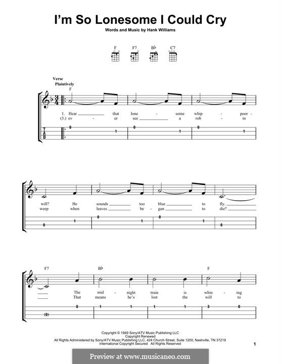 H. Williams I'm So Lonesome I Could Cry ноты на MusicaNeo