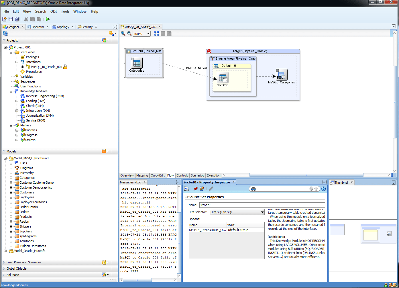 Oracle Data Integrator ile MsSQL Veritabanından Oracle Veritabanına