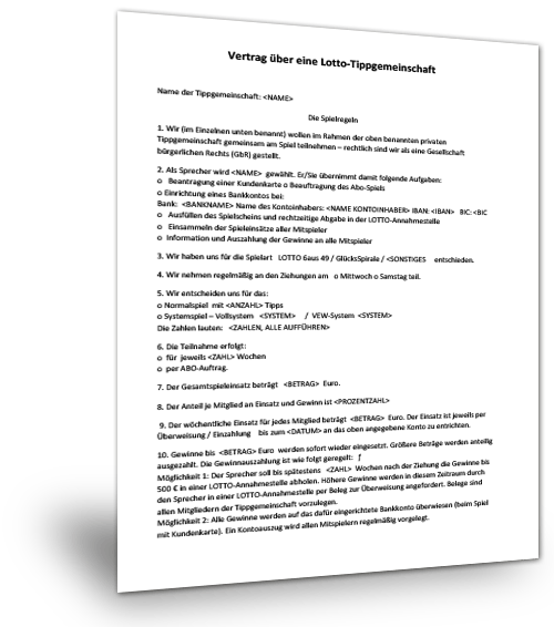 Mustervertrag LottoTippgemeinschaft Musterix