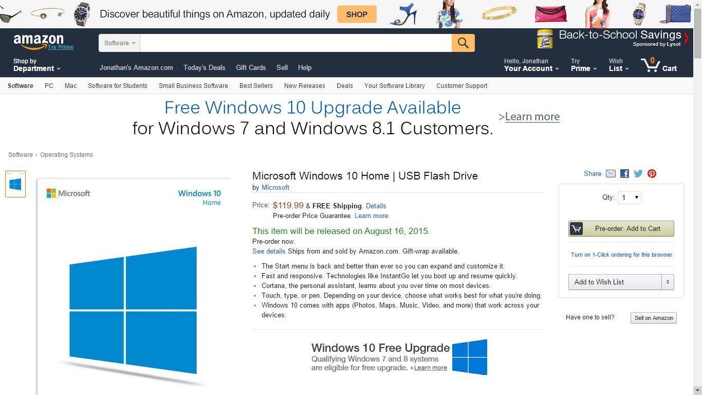 Ya puedes reservar Windows 10 en un USB, precios