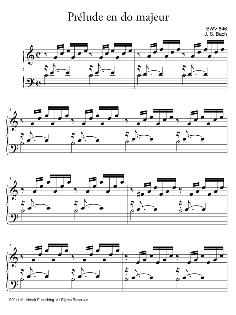 Prélude en do majeur BWV 846 Piano Johann Sebastian Bach (EAN13