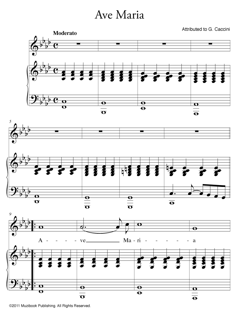 Partition piano ave maria