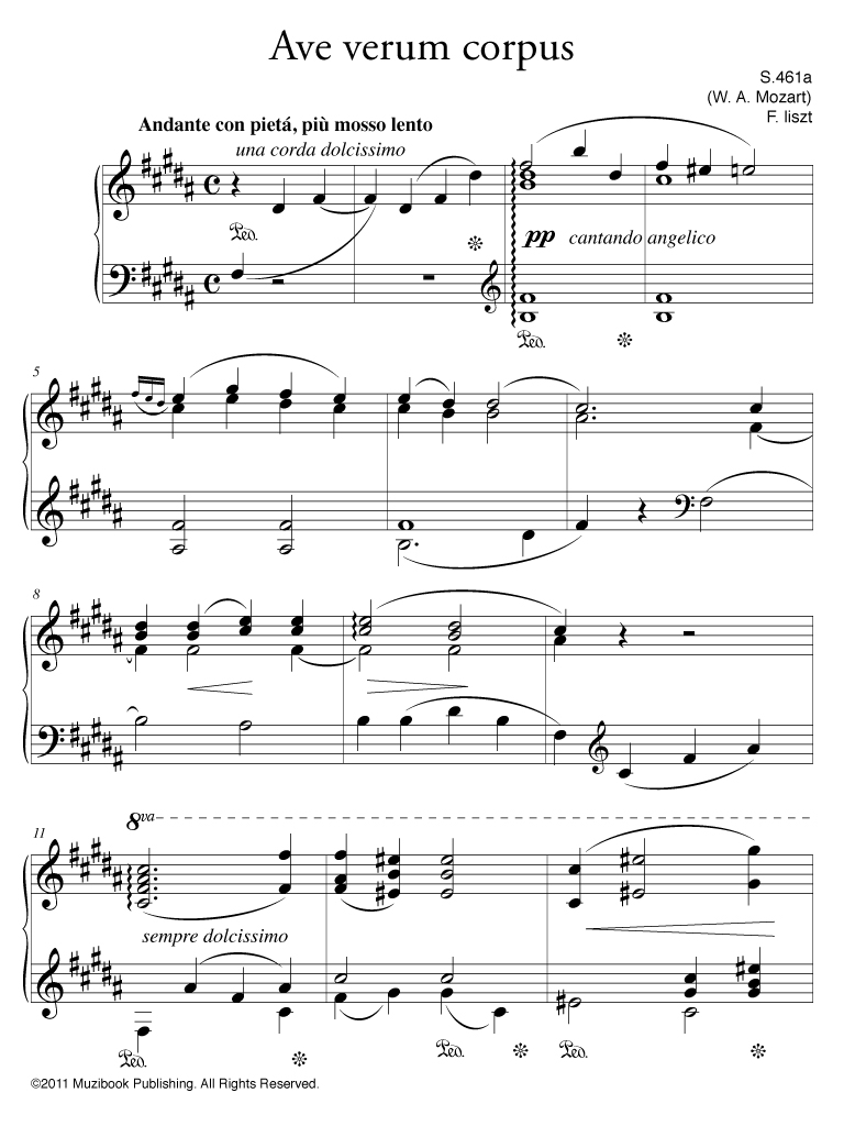 Ave verum corpus S.461a Piano Franz Liszt (EAN13 3700681107759