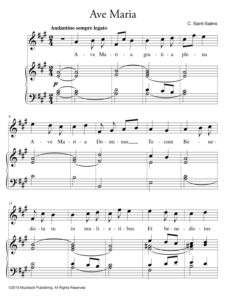 Ave Maria Piano et Chant, Voix Haute Camille SaintSaëns (EAN13