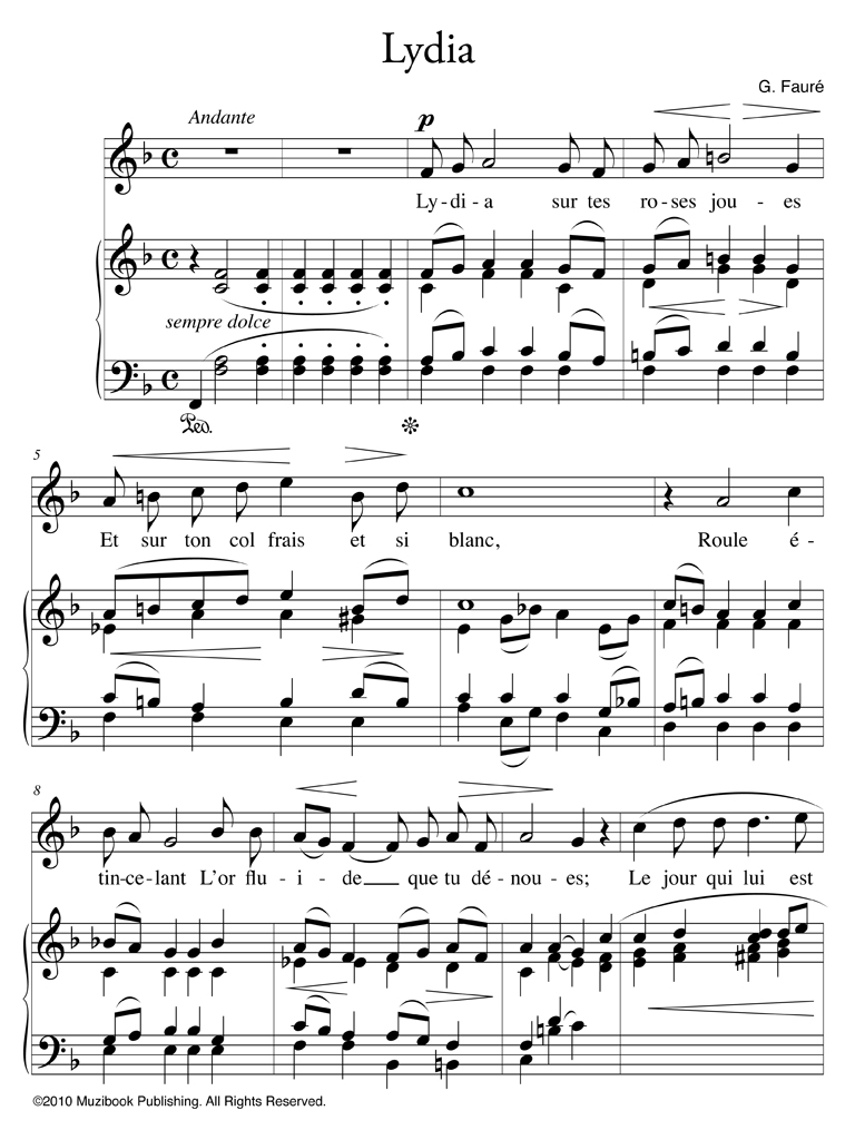 Lydia Piano et Chant, Voix Moyenne Gabriel Fauré (EAN13