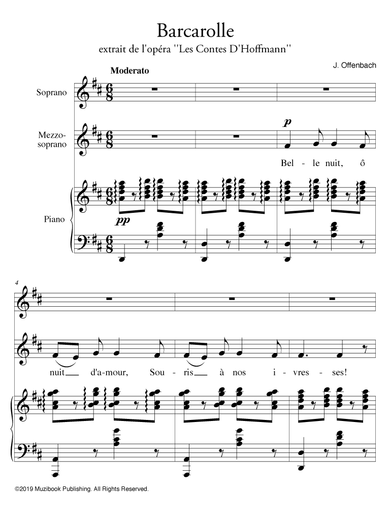 Barcarolle Piano et Chant, Duo Jacques Offenbach (EAN13