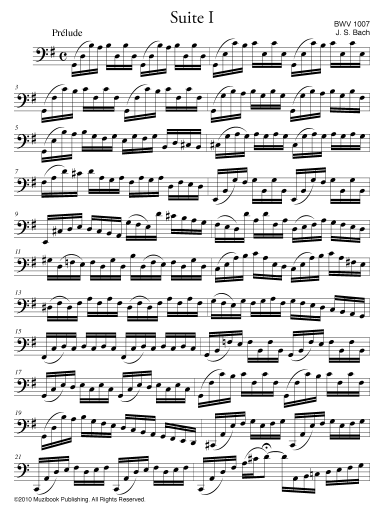 Suite n°1 en sol majeur pour violoncelle seul BWV 1007 Violoncelle